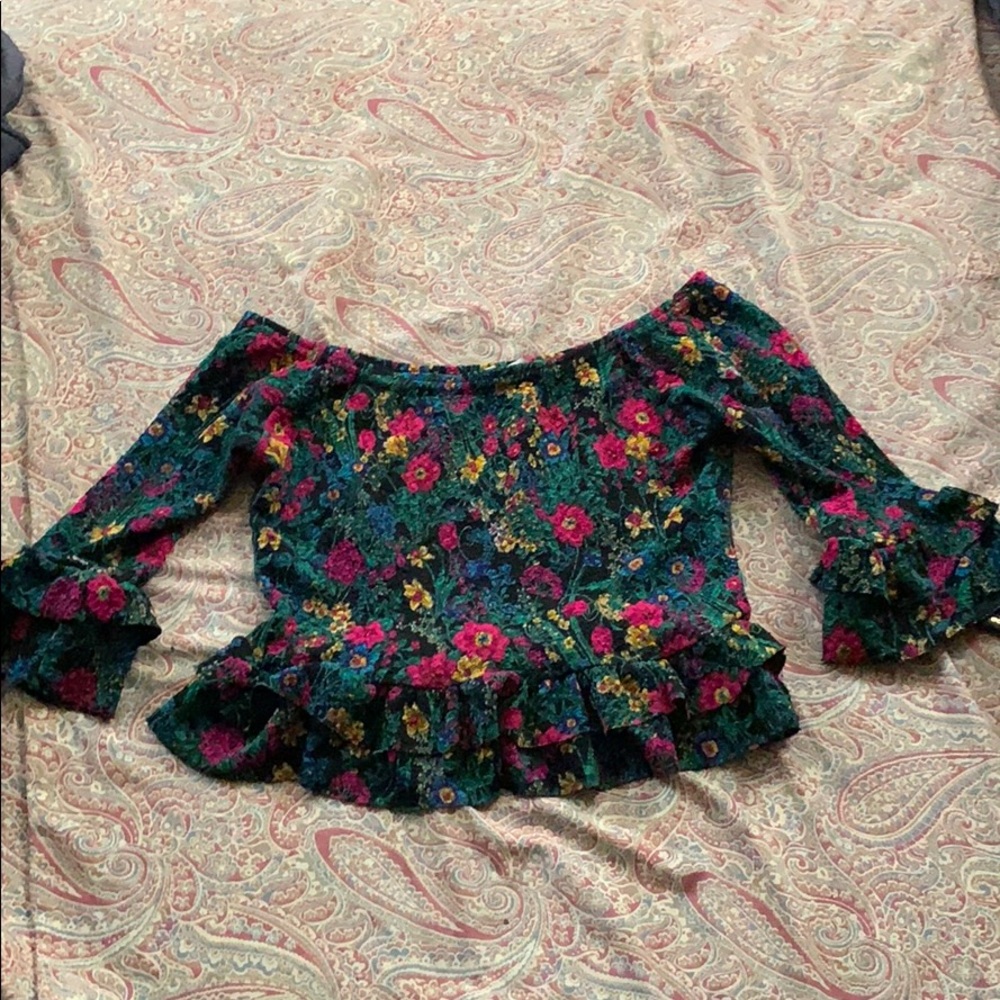 ASOS floral off the shoulder mini top